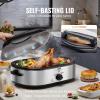 imageVEVOR Electric Roaster Oven 22 QT Turkey Roaster with SelfBasting Lid 1450W Roaster with Defrost ampamp Warm Function Adjustable Temp Removable Pan ampamp Rack Fits Turkeys Up to 26LBS WhiteSilver