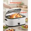 imageVEVOR Electric Roaster Oven 22 QT Turkey Roaster with SelfBasting Lid 1450W Roaster with Defrost ampamp Warm Function Adjustable Temp Removable Pan ampamp Rack Fits Turkeys Up to 26LBS WhiteWhite