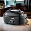 imageVEVOR Electric Roaster Oven 22 QT Turkey Roaster with SelfBasting Lid 1450W Roaster with Defrost ampamp Warm Function Adjustable Temp Removable Pan ampamp Rack Fits Turkeys Up to 26LBS WhiteBlack