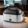 imageVEVOR Electric Roaster Oven 22 QT Turkey Roaster with SelfBasting Lid 1450W Roaster with Defrost ampamp Warm Function Adjustable Temp Removable Pan ampamp Rack Fits Turkeys Up to 26LBS WhiteSilver