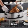imageVEVOR Electric Roaster Oven 22 QT Turkey Roaster with SelfBasting Lid 1450W Roaster with Defrost ampamp Warm Function Adjustable Temp Removable Pan ampamp Rack Fits Turkeys Up to 26LBS WhiteSilver