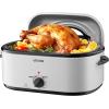 imageVEVOR Electric Roaster Oven 22 QT Turkey Roaster with SelfBasting Lid 1450W Roaster with Defrost ampamp Warm Function Adjustable Temp Removable Pan ampamp Rack Fits Turkeys Up to 26LBS WhiteWhite