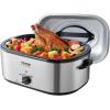 imageVEVOR Electric Roaster Oven 22 QT Turkey Roaster with SelfBasting Lid 1450W Roaster with Defrost ampamp Warm Function Adjustable Temp Removable Pan ampamp Rack Fits Turkeys Up to 26LBS WhiteSilver