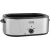 imageVEVOR Electric Roaster Oven 22 QT Turkey Roaster with SelfBasting Lid 1450W Roaster with Defrost ampamp Warm Function Adjustable Temp Removable Pan ampamp Rack Fits Turkeys Up to 26LBS WhiteSilver