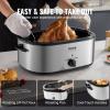 imageVEVOR Electric Roaster Oven 22 QT Turkey Roaster with SelfBasting Lid 1450W Roaster with Defrost ampamp Warm Function Adjustable Temp Removable Pan ampamp Rack Fits Turkeys Up to 26LBS WhiteSilver