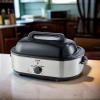 imageVEVOR Electric Roaster Oven 22 QT Turkey Roaster with SelfBasting Lid 1450W Roaster with Defrost ampamp Warm Function Adjustable Temp Removable Pan ampamp Rack Fits Turkeys Up to 26LBS WhiteSilver