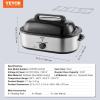 imageVEVOR Electric Roaster Oven 22 QT Turkey Roaster with SelfBasting Lid 1450W Roaster with Defrost ampamp Warm Function Adjustable Temp Removable Pan ampamp Rack Fits Turkeys Up to 26LBS WhiteSilver