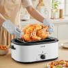 imageVEVOR Electric Roaster Oven 22 QT Turkey Roaster with SelfBasting Lid 1450W Roaster with Defrost ampamp Warm Function Adjustable Temp Removable Pan ampamp Rack Fits Turkeys Up to 26LBS WhiteWhite