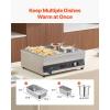 imageVEVOR Electric Soup Warmer Two 634QT Pots ampamp Three 13 Pans Stainless Steel Commercial Food Warmer with 86185F Adjustable Temp 1500W Bain Marie Soup Station for Restaurant Buffet26L Pots and 313 Pans