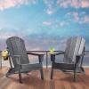 imageVEVOR Folding Adirondack Chairs Set of 2 with Cup Holder AllWeather Portable Plastic Fire Pit Chair Outdoor Adirondack Patio Chair with Relaxing Arm Rest Ergonomic for Garden Backyard BlackGray Plastic Adirondack Chairs Set of 2 With Cup Holder