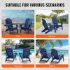 imageVEVOR Folding Adirondack Chairs Set of 2 with Cup Holder AllWeather Portable Plastic Fire Pit Chair Outdoor Adirondack Patio Chair with Relaxing Arm Rest Ergonomic for Garden Backyard BlackNavy Blue Plastic Adirondack Chairs Set of 2 With Cup Holder