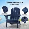 imageVEVOR Folding Adirondack Chairs Set of 2 with Cup Holder AllWeather Portable Plastic Fire Pit Chair Outdoor Adirondack Patio Chair with Relaxing Arm Rest Ergonomic for Garden Backyard BlackNavy Blue Plastic Adirondack Chairs Set of 2 With Cup Holder