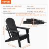 imageVEVOR Folding Adirondack Chairs Set of 2 with Cup Holder AllWeather Portable Plastic Fire Pit Chair Outdoor Adirondack Patio Chair with Relaxing Arm Rest Ergonomic for Garden Backyard BlackBlack Plastic Adirondack Chairs Set of 2 With Cup Holder