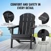 imageVEVOR Folding Adirondack Chairs Set of 2 with Cup Holder AllWeather Portable Plastic Fire Pit Chair Outdoor Adirondack Patio Chair with Relaxing Arm Rest Ergonomic for Garden Backyard BlackBlack Plastic Adirondack Chairs Set of 2 With Cup Holder