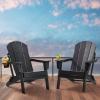 imageVEVOR Folding Adirondack Chairs Set of 2 with Cup Holder AllWeather Portable Plastic Fire Pit Chair Outdoor Adirondack Patio Chair with Relaxing Arm Rest Ergonomic for Garden Backyard BlackBlack Plastic Adirondack Chairs Set of 2 With Cup Holder
