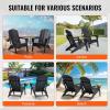 imageVEVOR Folding Adirondack Chairs Set of 2 with Cup Holder AllWeather Portable Plastic Fire Pit Chair Outdoor Adirondack Patio Chair with Relaxing Arm Rest Ergonomic for Garden Backyard BlackBlack Plastic Adirondack Chairs Set of 2 With Cup Holder
