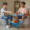 imageVEVOR Folding Camping Table Portable Outdoor Lightweight Picnic Table 600D Oxford Fabric Waterproof Canvas Travel Beach Tables with 4 Cup Holders Carry Bag for Tailgating Camping Picnic BlackBlue