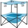 imageVEVOR Folding Camping Table Portable Outdoor Lightweight Picnic Table 600D Oxford Fabric Waterproof Canvas Travel Beach Tables with 4 Cup Holders Carry Bag for Tailgating Camping Picnic BlackBlue