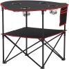 imageVEVOR Folding Camping Table Portable Outdoor Lightweight Picnic Table 600D Oxford Fabric Waterproof Canvas Travel Beach Tables with 4 Cup Holders Carry Bag for Tailgating Camping Picnic BlackBlack