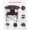 imageVEVOR Folding Camping Table Portable Outdoor Lightweight Picnic Table 600D Oxford Fabric Waterproof Canvas Travel Beach Tables with 4 Cup Holders Carry Bag for Tailgating Camping Picnic BlackBlack