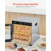 imageVEVOR Food Dehydrator 10 Trays Stainless Steel Food Dehydrator Machine 1000W Dehydrators with Digital Adjustable Timer ampamp Temp Dehydrator for Jerky Herb Meat Beef Fruit Dog Treats and Vegetables10TraysBlack
