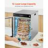 imageVEVOR Food Dehydrator 10 Trays Stainless Steel Food Dehydrator Machine 1000W Dehydrators with Digital Adjustable Timer ampamp Temp Dehydrator for Jerky Herb Meat Beef Fruit Dog Treats and Vegetables12TraysRotary