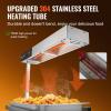 imageVEVOR French Fry Food Warmer Commercial Food Heating Lamp Electric Stainless Steel Warming Light Dump Station Countertop 104122F Fries Food Warmer for Chip Buffet Kitchen Restaurant SilverLarge