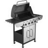 imageVEVOR Gas Grill 3 Burner Propane Gas Grill with Spacious 338 SQIn Grilling Area Carbon Steel Enamel Grates Outdoor 36000 BTU Patio Garden BBQ Grills with Foldable Side Shelves Carbon Steel41 Burner Stainless Steel