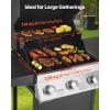 imageVEVOR Gas Grill 3 Burner Propane Gas Grill with Spacious 338 SQIn Grilling Area Carbon Steel Enamel Grates Outdoor 36000 BTU Patio Garden BBQ Grills with Foldable Side Shelves Carbon Steel3 Burner Carbon Steel