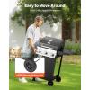 imageVEVOR Gas Grill 3 Burner Propane Gas Grill with Spacious 338 SQIn Grilling Area Carbon Steel Enamel Grates Outdoor 36000 BTU Patio Garden BBQ Grills with Foldable Side Shelves Carbon Steel3 Burner Carbon Steel