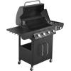 imageVEVOR Gas Grill 3 Burner Propane Gas Grill with Spacious 338 SQIn Grilling Area Carbon Steel Enamel Grates Outdoor 36000 BTU Patio Garden BBQ Grills with Foldable Side Shelves Carbon Steel41 Burner Carbon Steel