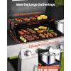 imageVEVOR Gas Grill 3 Burner Propane Gas Grill with Spacious 338 SQIn Grilling Area Carbon Steel Enamel Grates Outdoor 36000 BTU Patio Garden BBQ Grills with Foldable Side Shelves Carbon Steel41 Burner Stainless Steel