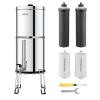 imageVEVOR Gravityfed Water Filter System 225G 304 StainlessSteel Countertop System Water Filtration System Reduces Lead and up to 99 of Chlorine with 2 Carbon Filters ampamp Spigot for Home Camping RVVisible Water level