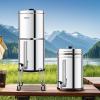 imageVEVOR Gravityfed Water Filter System 225G 304 StainlessSteel Countertop System Water Filtration System Reduces Lead and up to 99 of Chlorine with 2 Carbon Filters Water Level Spigot Stand