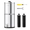 imageVEVOR Gravityfed Water Filter System 225G 304 StainlessSteel Countertop System Water Filtration System Reduces Lead and up to 99 of Chlorine with 2 Carbon Filters ampamp Spigot for Home Camping RVNonVisible Water level