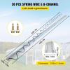 imageVEVOR Greenhouse Spring Wire and Lock Channel 50 Packs 656 ft PE Coated Aluminum Alloy Bundle Kit Plastic Poly Film or Shade Cloth Attachment wScrews Silver20 Pack