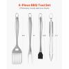 imageVEVOR Grilling Accessories 4PCS BBQ Grill Tool Set Heavy Duty Stainless Steel Barbecue Tools Kitchen Utensils with Tong Spatula Fork Brush for Outdoor Grills Gift for Father Men Husband