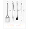 imageVEVOR Grilling Accessories 4PCS BBQ Grill Tool Set Heavy Duty Stainless Steel Barbecue Tools Kitchen Utensils with Tong Spatula Fork Brush for Outdoor Grills Gift for Father Men Husband
