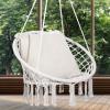 imageVEVOR Hanging Hammock Swing Chair 330 Lbs Capacity Macram Hanging Chair with Mounting Hardware Cotton Rope Swing Chair for Bedroom Balcony Patio Garden WhiteCushion