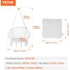 imageVEVOR Hanging Hammock Swing Chair 330 Lbs Capacity Macram Hanging Chair with Mounting Hardware Cotton Rope Swing Chair for Bedroom Balcony Patio Garden WhiteCushion