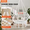 imageVEVOR Hanging Hammock Swing Chair 330 Lbs Capacity Macram Hanging Chair with Mounting Hardware Cotton Rope Swing Chair for Bedroom Balcony Patio Garden WhiteBasic style