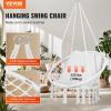 imageVEVOR Hanging Hammock Swing Chair 330 Lbs Capacity Macram Hanging Chair with Mounting Hardware Cotton Rope Swing Chair for Bedroom Balcony Patio Garden WhiteCushion