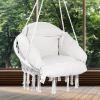 imageVEVOR Hanging Hammock Swing Chair 330 Lbs Capacity Macram Hanging Chair with Mounting Hardware Cotton Rope Swing Chair for Bedroom Balcony Patio Garden WhiteLuxury Style