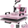 imageVEVOR Heat Press Machine 12 x 15 inch 5 in 1 Heat Transfer Machine with 30 oz Tumbler Press 360 Swing Away TShirt Pressing Digital Precise Control for TShirtsMugsHatsPlates Green5in115x15Pink30OZ