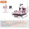 imageVEVOR Heat Press Machine 12 x 15 inch 5 in 1 Heat Transfer Machine with 30 oz Tumbler Press 360 Swing Away TShirt Pressing Digital Precise Control for TShirtsMugsHatsPlates Green5in115x15Pink30OZ