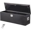 imageVEVOR Heavy Duty Aluminum Truck Bed Tool Box Diamond Plate Tool Box with Side Handle and Lock Keys Storage Tool Box Chest Box Organizer for Pickup Truck Bed RV Trailer 30quotx13quotx96quot SilverBlack