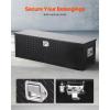 imageVEVOR Heavy Duty Aluminum Truck Bed Tool Box Diamond Plate Tool Box with Side Handle and Lock Keys Storage Tool Box Chest Box Organizer for Pickup Truck Bed RV Trailer 30quotx13quotx96quot SilverBlack