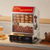 imageVEVOR Hot Dog Steamer 285QT 2Tier Hot Dog Hut Steamer 86185 Temperature Control Electric Bun Warmer with Tempered Glass Slide Doors Partition Plate Tong Stainless Steel for Hot Dogs ampamp Buns