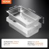 imageVEVOR Hotel Pans Full Size 25 Inch Deep Steam Table Pans 6 Pack08mm Thick Stainless Steel Hotel Pan Anti Jam Steam Table Pan for Home Party Restaurant Hotel Buffet4 Deep 6 PackThickened