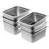 imageVEVOR Hotel Pans Full Size 25 Inch Deep Steam Table Pans 6 Pack08mm Thick Stainless Steel Hotel Pan Anti Jam Steam Table Pan for Home Party Restaurant Hotel Buffet6 Deep 6 PackThickened